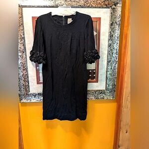 Taylor Black Ruffled Sleeve Dress